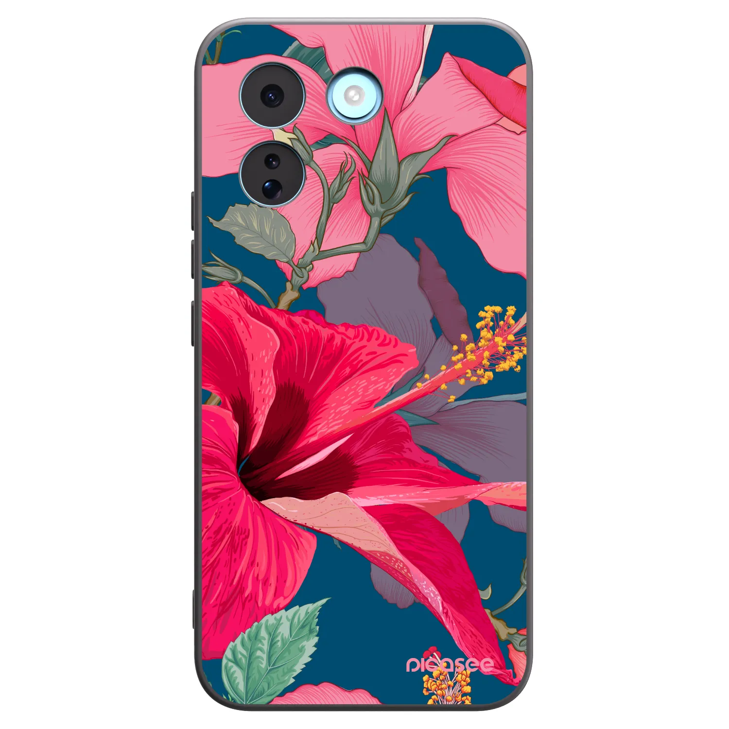 Picasee Μαύρη θήκη σιλικόνης για Xiaomi Redmi Note 17 Pro MAX 5G - Hibiscus
