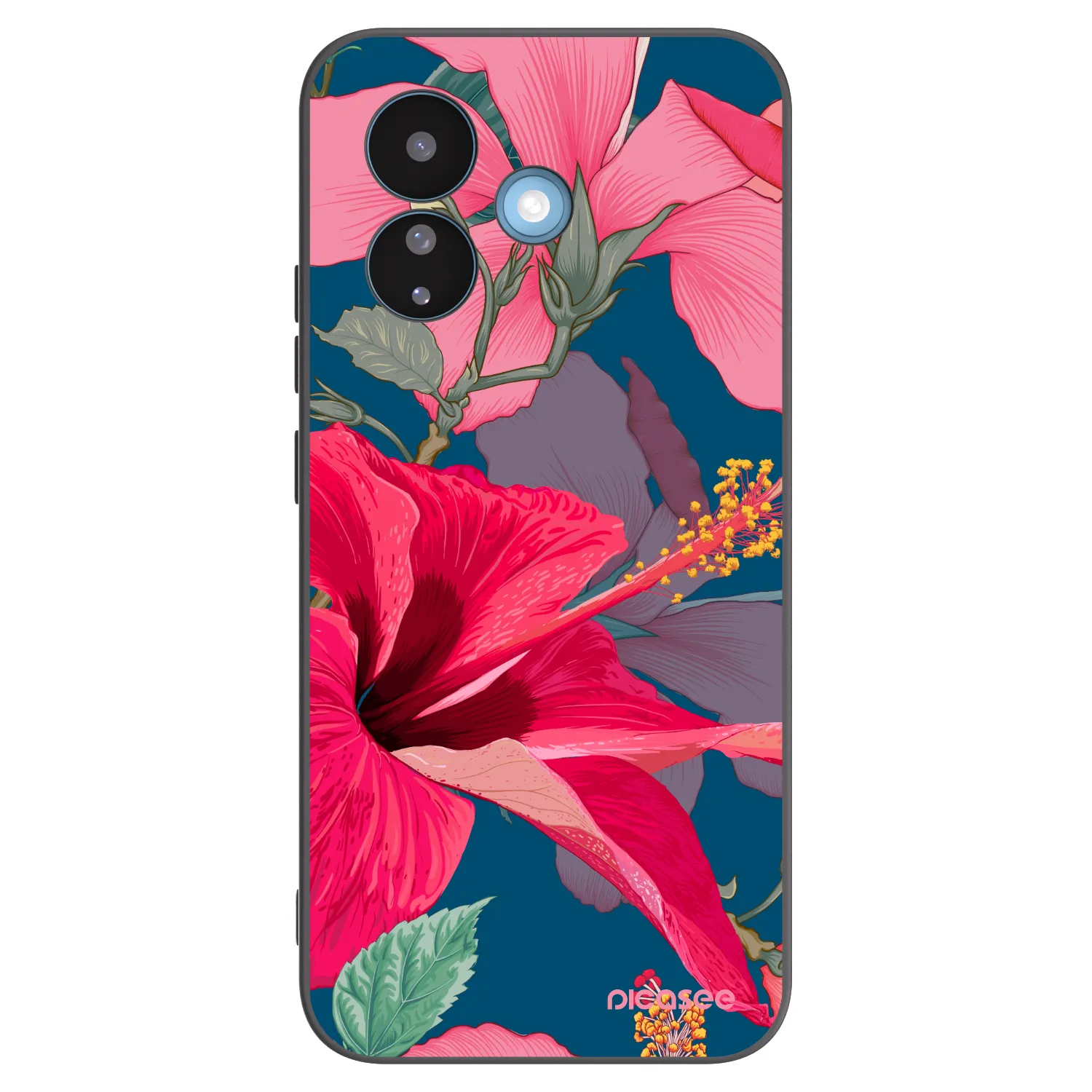 Picasee Μαύρη θήκη σιλικόνης για Xiaomi Redmi Note 17 Pro 5G - Hibiscus