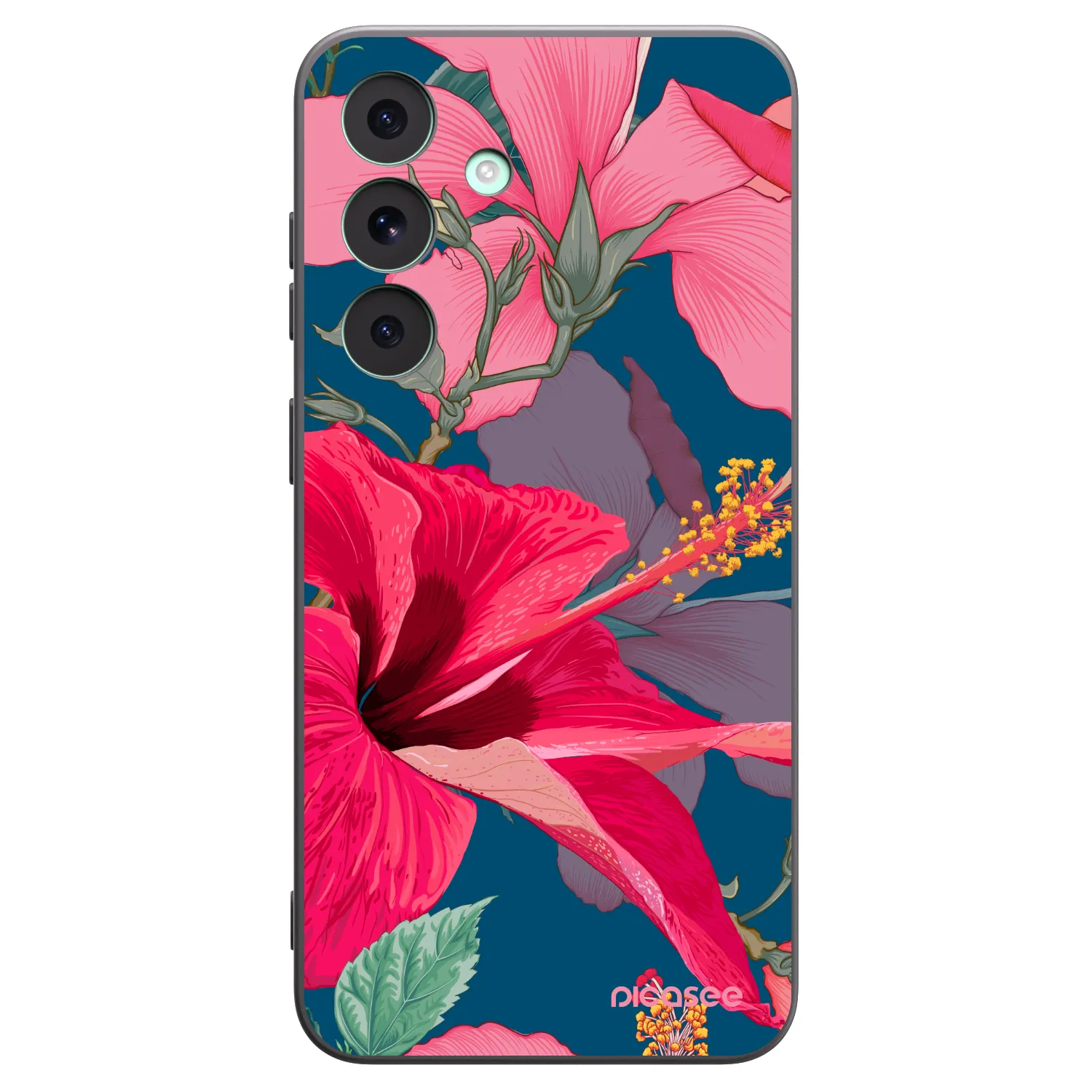 Picasee Μαύρη θήκη σιλικόνης για Samsung Galaxy S26 FE - Hibiscus