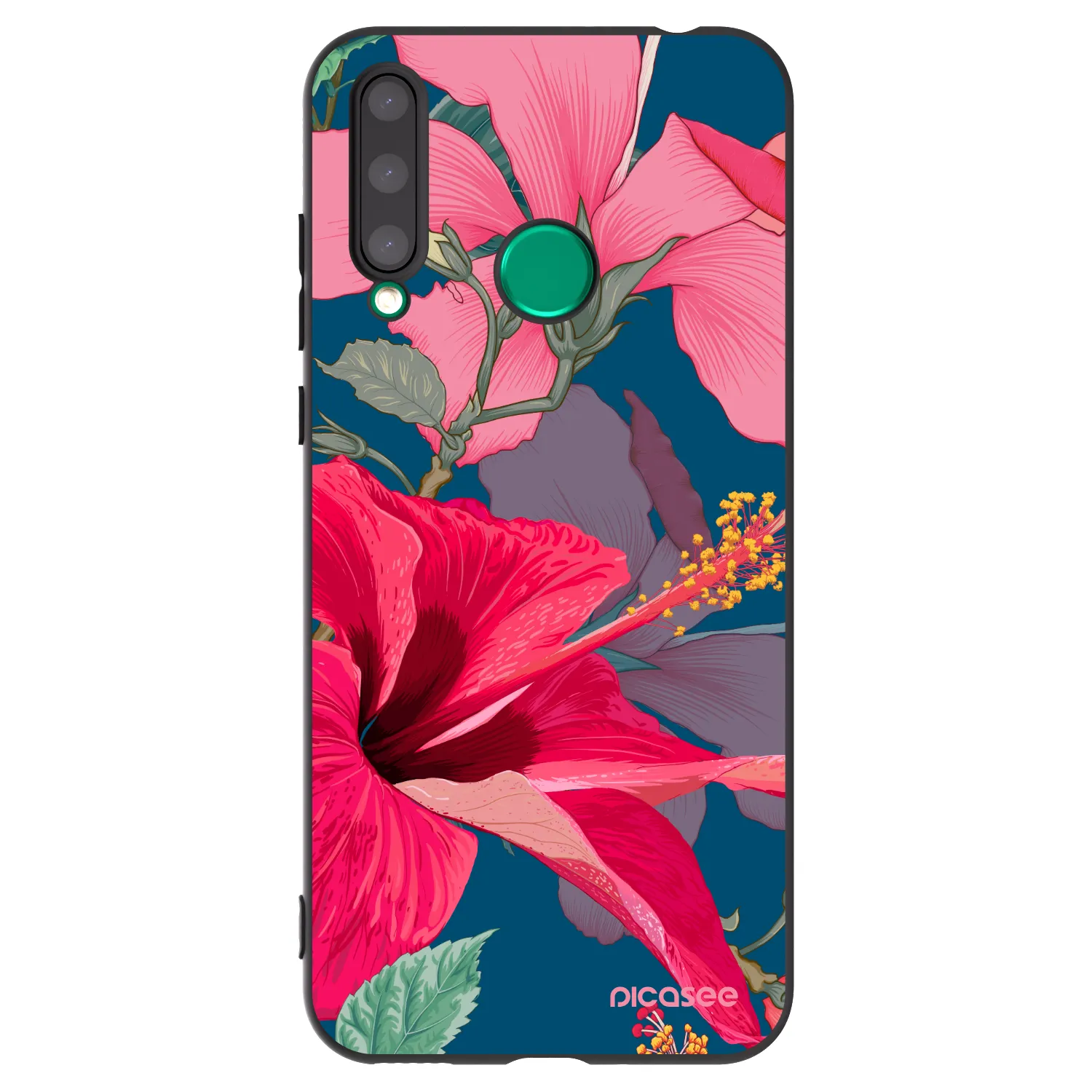 Picasee Μαύρη θήκη σιλικόνης για Honor 20 Lite - Hibiscus