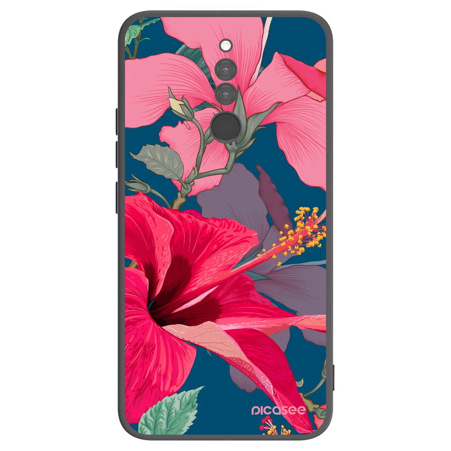 Picasee Μαύρη θήκη σιλικόνης για Xiaomi Redmi 8 - Hibiscus