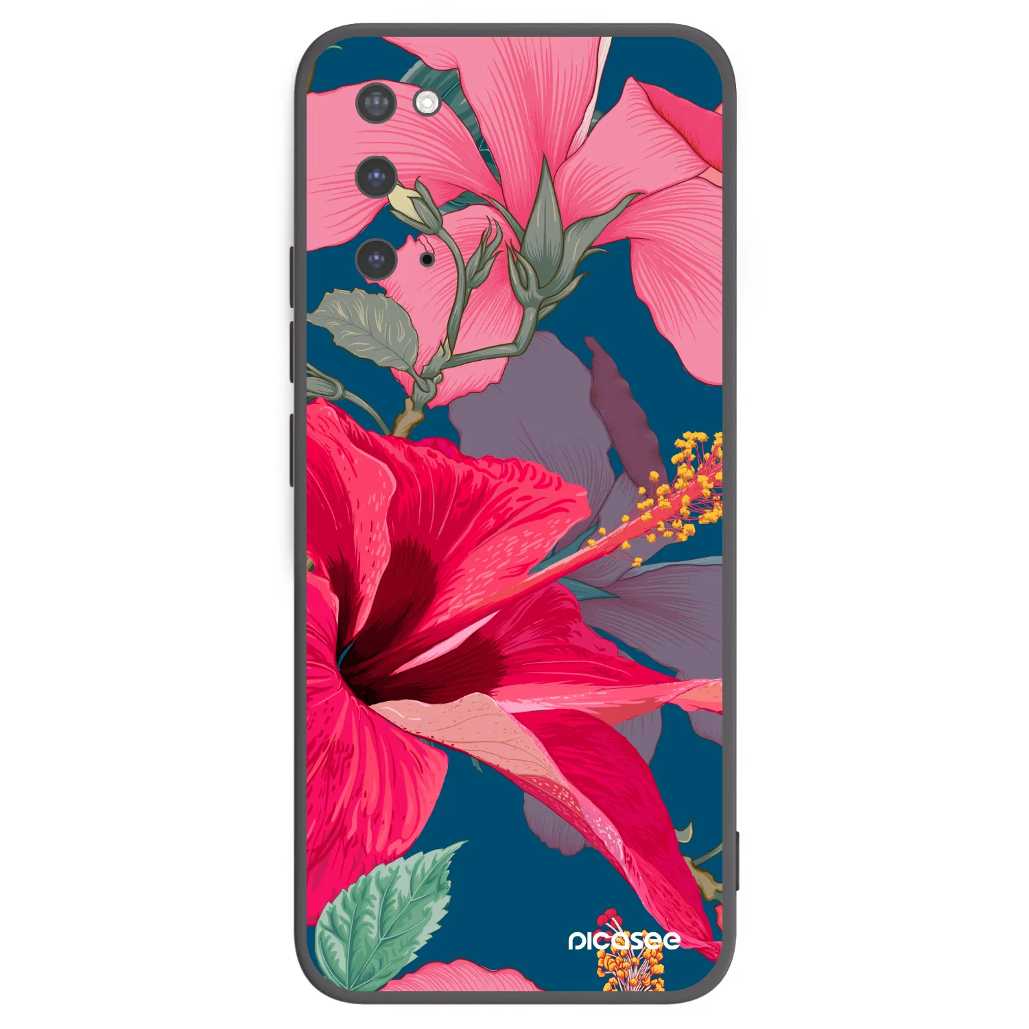 Picasee Μαύρη θήκη σιλικόνης για Samsung Galaxy S20 G980F - Hibiscus