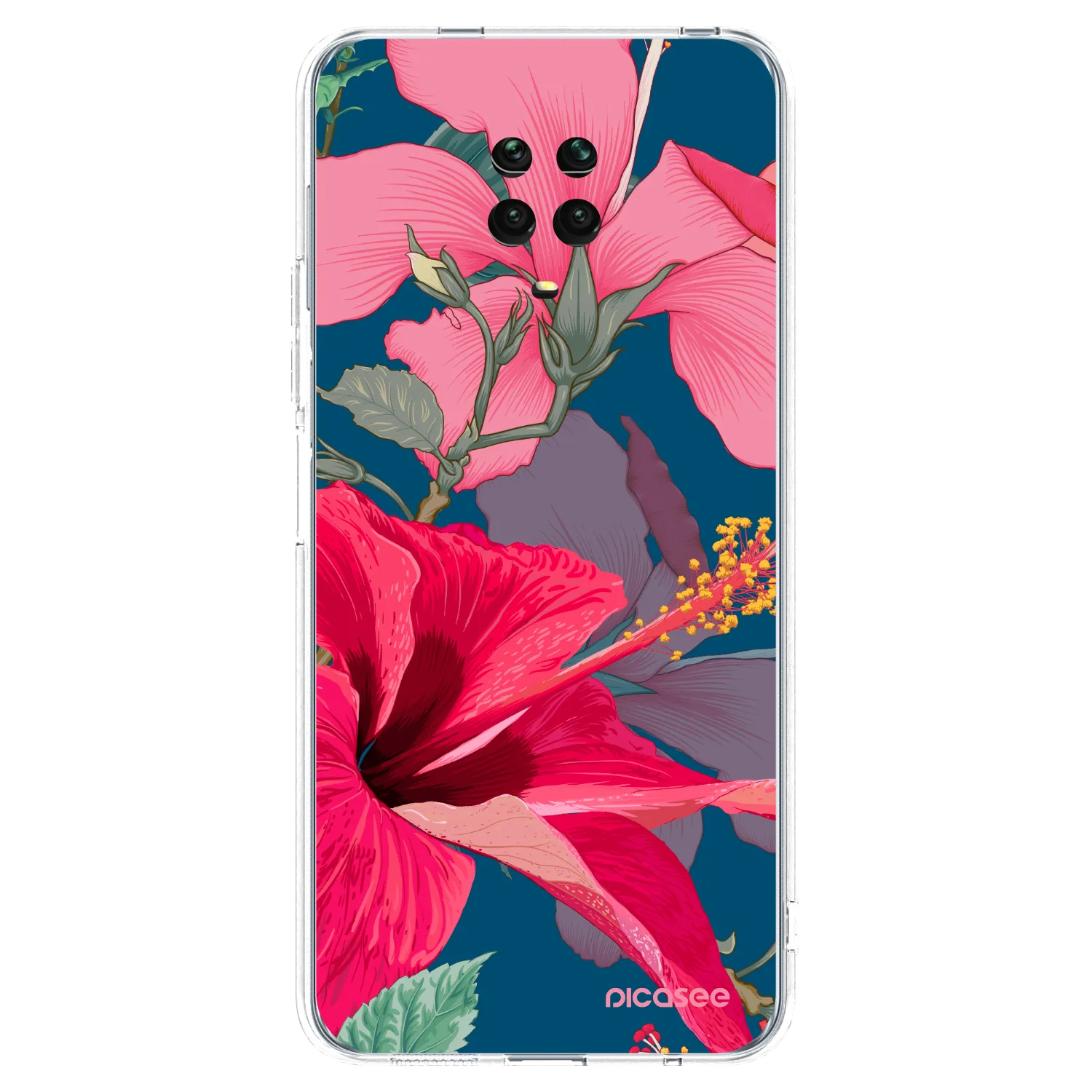 Picasee διαφανής θήκη σιλικόνης Xiaomi Redmi Note 9 Pro - Hibiscus