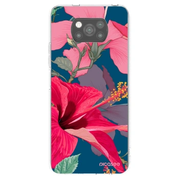 Picasee Μαύρη θήκη σιλικόνης για Xiaomi Poco X3 - Hibiscus