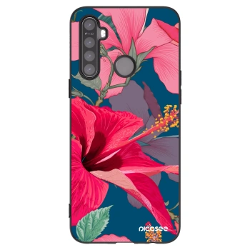 Picasee Μαύρη θήκη σιλικόνης για Realme 6i - Hibiscus