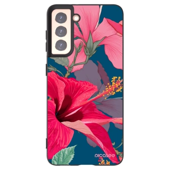 Picasee Μαύρη θήκη σιλικόνης για Samsung Galaxy S21 5G G991B - Hibiscus