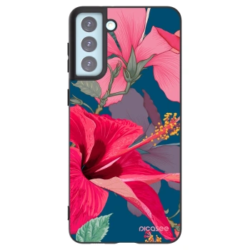 Picasee Μαύρη θήκη σιλικόνης για Samsung Galaxy S21+ 5G G996F - Hibiscus