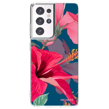 Picasee διαφανής θήκη σιλικόνης Samsung Galaxy S21 Ultra 5G G998B - Hibiscus