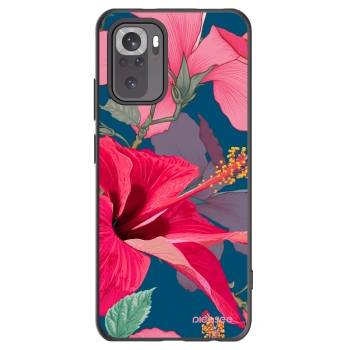 Picasee Μαύρη θήκη σιλικόνης για Xiaomi Redmi Note 10S - Hibiscus