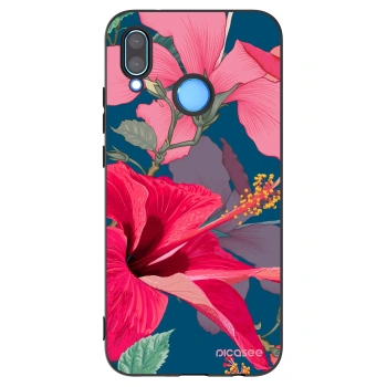 Picasee Μαύρη θήκη σιλικόνης για Huawei P20 Lite - Hibiscus