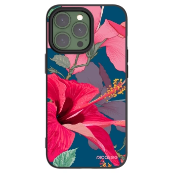 Picasee Μαύρη θήκη σιλικόνης για Apple iPhone 13 Pro - Hibiscus