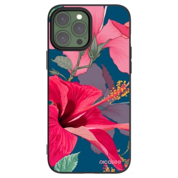 Picasee Μαύρη θήκη σιλικόνης για Apple iPhone 13 Pro Max - Hibiscus