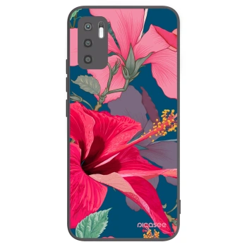 Picasee Μαύρη θήκη σιλικόνης για Xiaomi Redmi Note 10 5G - Hibiscus