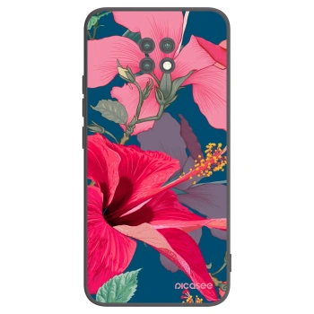 Picasee Μαύρη θήκη σιλικόνης για Xiaomi Redmi Note 9T - Hibiscus