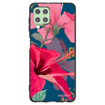 Picasee Μαύρη θήκη σιλικόνης για Samsung Galaxy A22 A225F 4G - Hibiscus