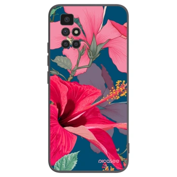 Picasee Μαύρη θήκη σιλικόνης για Xiaomi Redmi 10 - Hibiscus