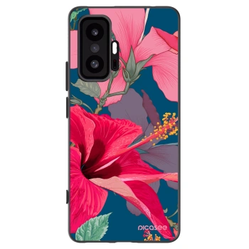 Picasee Μαύρη θήκη σιλικόνης για Xiaomi 11T Pro - Hibiscus