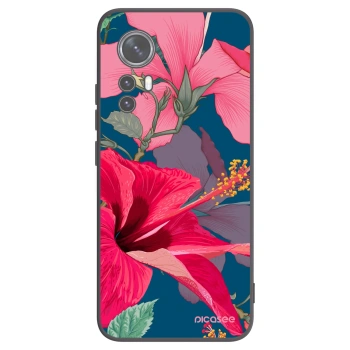 Picasee Μαύρη θήκη σιλικόνης για Xiaomi 12 - Hibiscus
