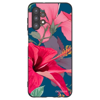 Picasee Μαύρη θήκη σιλικόνης για Samsung Galaxy A13 4G A135 - Hibiscus