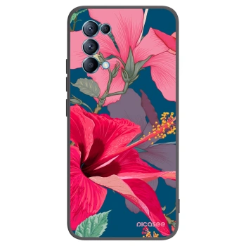 Picasee Μαύρη θήκη σιλικόνης για OPPO Reno 5 5G - Hibiscus