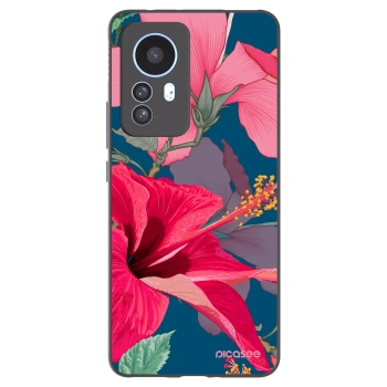 Picasee Μαύρη θήκη σιλικόνης για Xiaomi 12T - Hibiscus