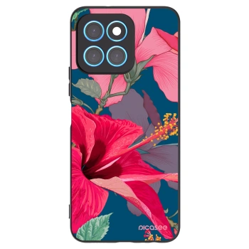 Picasee Μαύρη θήκη σιλικόνης για Honor X8 5G - Hibiscus