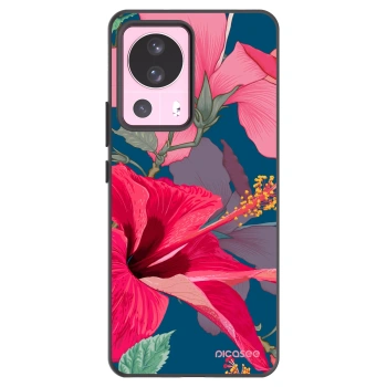 Picasee Μαύρη θήκη σιλικόνης για Xiaomi 13 Lite - Hibiscus