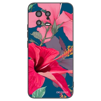 Picasee Μαύρη θήκη σιλικόνης για Xiaomi 13 - Hibiscus