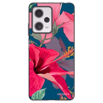 Picasee Μαύρη θήκη σιλικόνης για Xiaomi Redmi Note 12 Pro+ 5G - Hibiscus