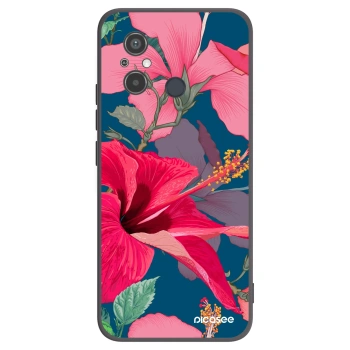 Picasee Μαύρη θήκη σιλικόνης για Xiaomi Redmi 12C - Hibiscus