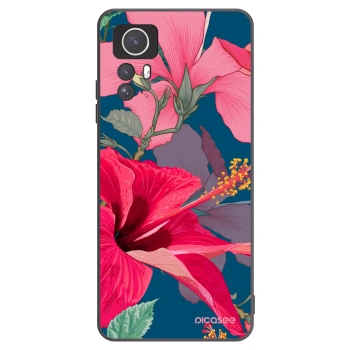 Picasee Μαύρη θήκη σιλικόνης για Xiaomi Redmi Note 12S - Hibiscus