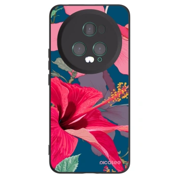 Picasee Μαύρη θήκη σιλικόνης για Honor Magic5 Pro - Hibiscus