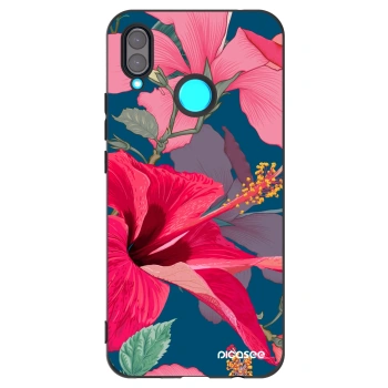 Picasee Μαύρη θήκη σιλικόνης για Huawei Nova 3 - Hibiscus