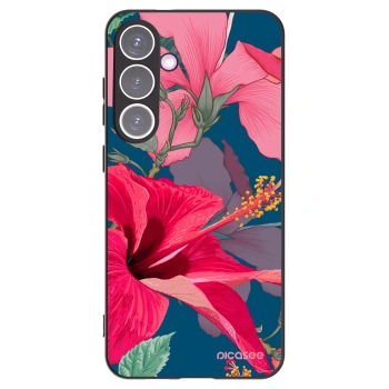 Picasee Μαύρη θήκη σιλικόνης για Samsung Galaxy S24+ S926B 5G - Hibiscus