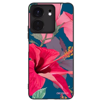 Picasee Μαύρη θήκη σιλικόνης για Xiaomi Redmi 13C 4G - Hibiscus