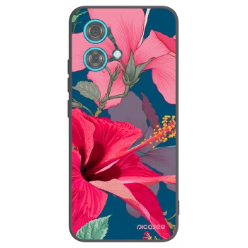 Picasee Μαύρη θήκη σιλικόνης για Motorola Edge 40 Neo - Hibiscus