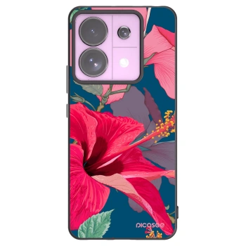 Picasee Μαύρη θήκη σιλικόνης για Xiaomi Redmi Note 13 Pro 5G - Hibiscus