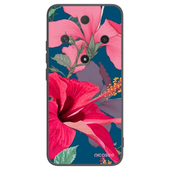 Picasee Μαύρη θήκη σιλικόνης για Honor Magic6 Lite 5G - Hibiscus