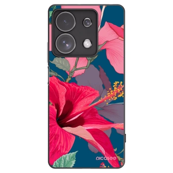 Picasee Μαύρη θήκη σιλικόνης για Xiaomi Redmi Note 13 Pro 4G - Hibiscus