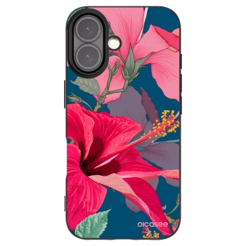 Picasee Μαύρη θήκη σιλικόνης για Apple iPhone 16 - Hibiscus