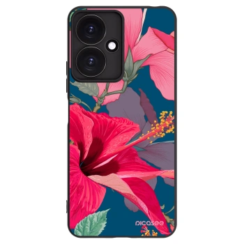 Picasee Μαύρη θήκη σιλικόνης για Xiaomi Redmi 13C 5G - Hibiscus