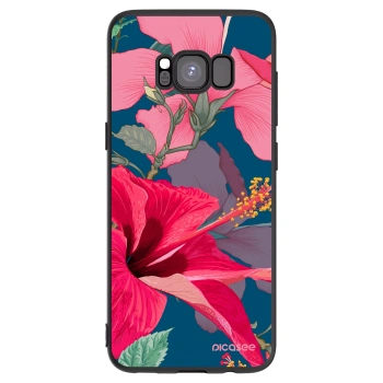Picasee Μαύρη θήκη σιλικόνης για Samsung Galaxy S8 G950F - Hibiscus