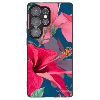 Picasee Μαύρη θήκη σιλικόνης για Samsung Galaxy S25 Ultra 5G - Hibiscus