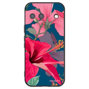 Picasee Μαύρη θήκη σιλικόνης για Google Pixel 9 - Hibiscus