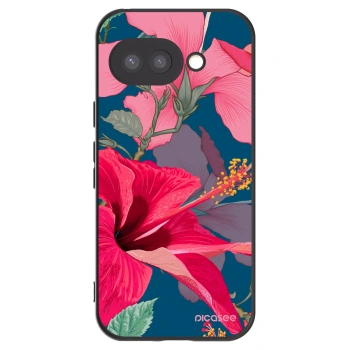 Picasee Μαύρη θήκη σιλικόνης για Google Pixel 9a - Hibiscus