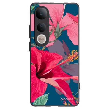 Picasee Μαύρη θήκη σιλικόνης για Vivo V50 Lite 5G - Hibiscus