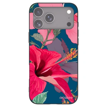 Picasee Μαύρη θήκη σιλικόνης για Apple iPhone 17 Pro Max - Hibiscus