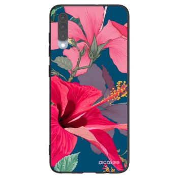 Picasee Μαύρη θήκη σιλικόνης για Samsung Galaxy A70 A705F - Hibiscus
