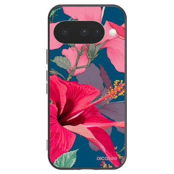 Picasee Μαύρη θήκη σιλικόνης για Google Pixel 10 - Hibiscus