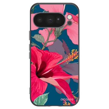 Picasee Μαύρη θήκη σιλικόνης για Google Pixel 10 Pro - Hibiscus